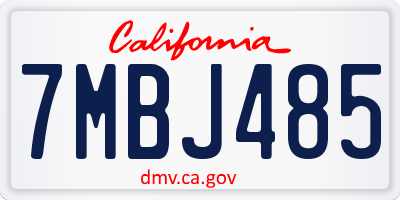 CA license plate 7MBJ485