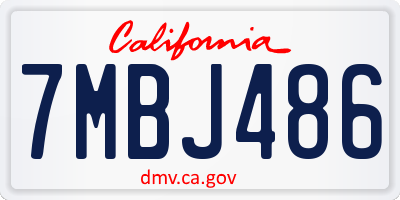 CA license plate 7MBJ486