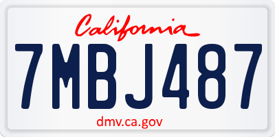 CA license plate 7MBJ487