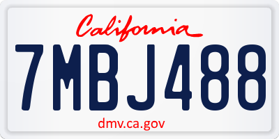 CA license plate 7MBJ488