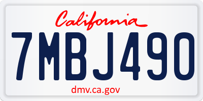 CA license plate 7MBJ490