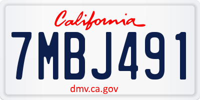 CA license plate 7MBJ491