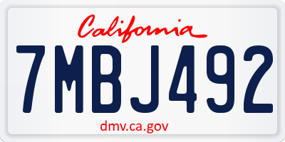 CA license plate 7MBJ492