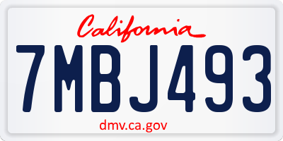 CA license plate 7MBJ493
