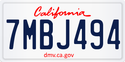 CA license plate 7MBJ494
