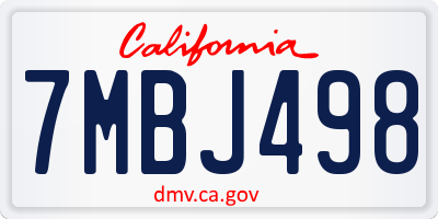 CA license plate 7MBJ498