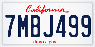 CA license plate 7MBJ499