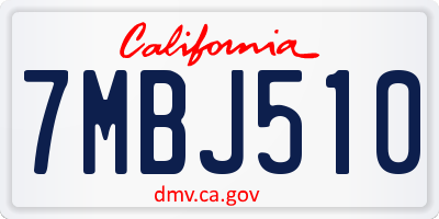CA license plate 7MBJ510