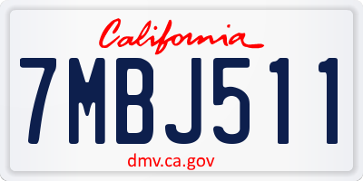 CA license plate 7MBJ511
