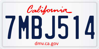 CA license plate 7MBJ514