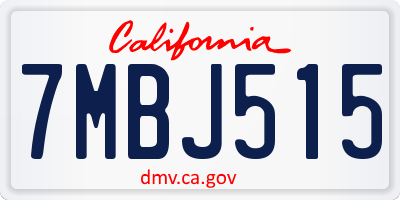 CA license plate 7MBJ515