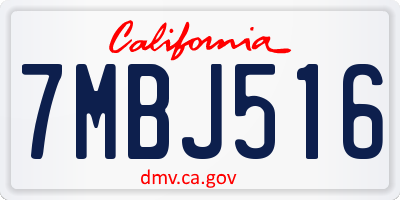 CA license plate 7MBJ516