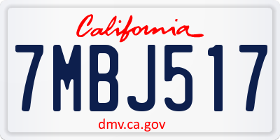 CA license plate 7MBJ517