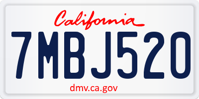 CA license plate 7MBJ520