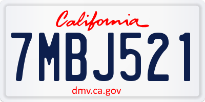CA license plate 7MBJ521