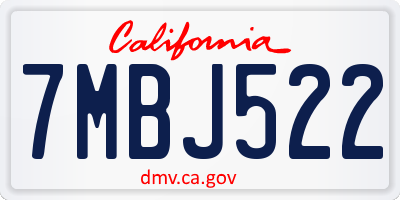 CA license plate 7MBJ522