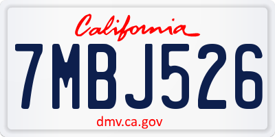 CA license plate 7MBJ526