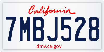CA license plate 7MBJ528
