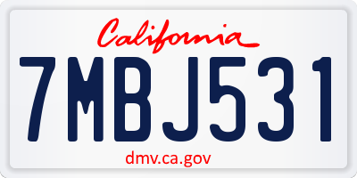 CA license plate 7MBJ531