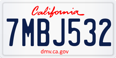 CA license plate 7MBJ532