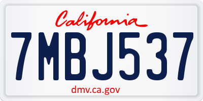 CA license plate 7MBJ537