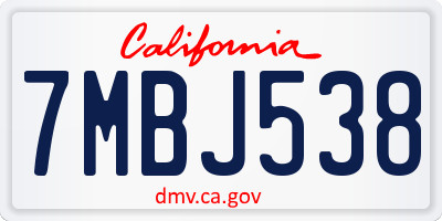 CA license plate 7MBJ538