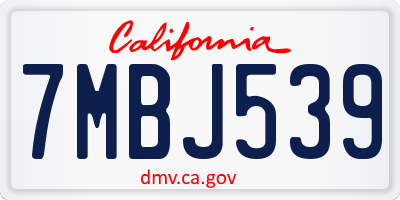CA license plate 7MBJ539