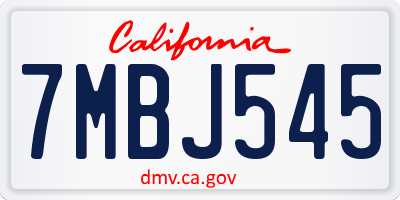 CA license plate 7MBJ545