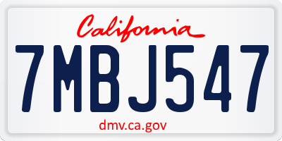 CA license plate 7MBJ547