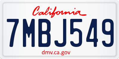 CA license plate 7MBJ549