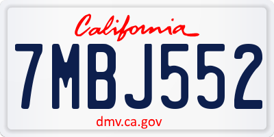 CA license plate 7MBJ552