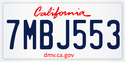 CA license plate 7MBJ553