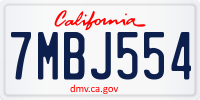 CA license plate 7MBJ554