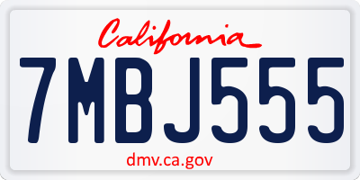 CA license plate 7MBJ555