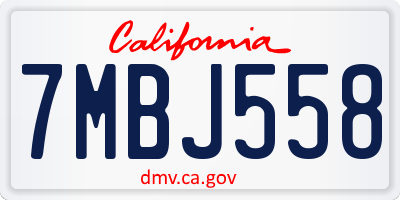 CA license plate 7MBJ558