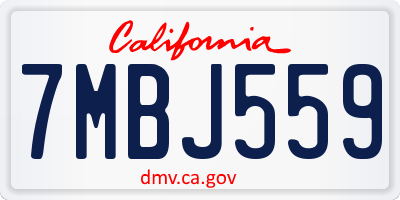 CA license plate 7MBJ559