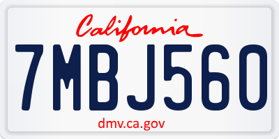 CA license plate 7MBJ560