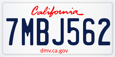 CA license plate 7MBJ562
