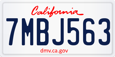 CA license plate 7MBJ563