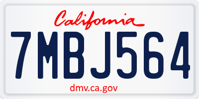 CA license plate 7MBJ564
