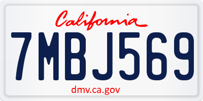 CA license plate 7MBJ569
