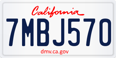 CA license plate 7MBJ570