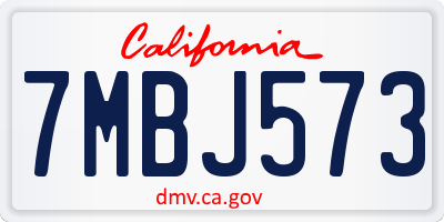 CA license plate 7MBJ573