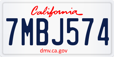CA license plate 7MBJ574