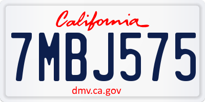 CA license plate 7MBJ575