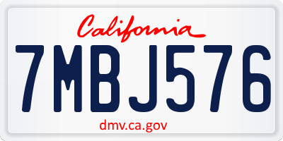 CA license plate 7MBJ576