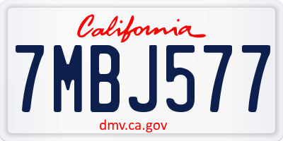 CA license plate 7MBJ577