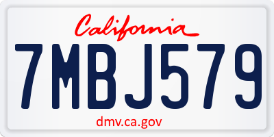 CA license plate 7MBJ579