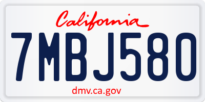 CA license plate 7MBJ580