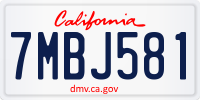CA license plate 7MBJ581